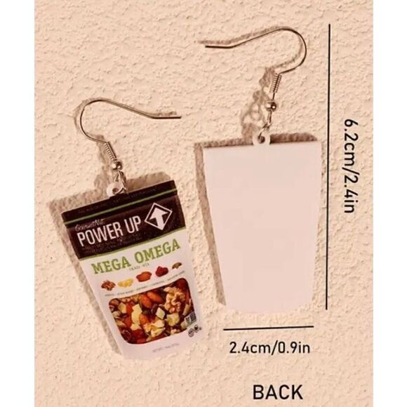 NWT Power Up Mega Omega Trail Mix Bag Dangle Hook Earrings - Picture 3 of 5